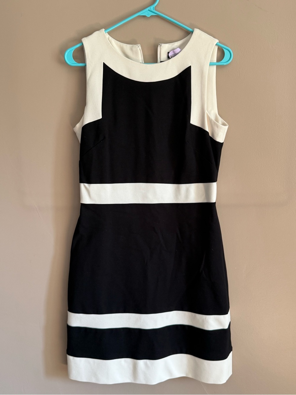 WHBM Sleeveless Black and White Sheath Dress
